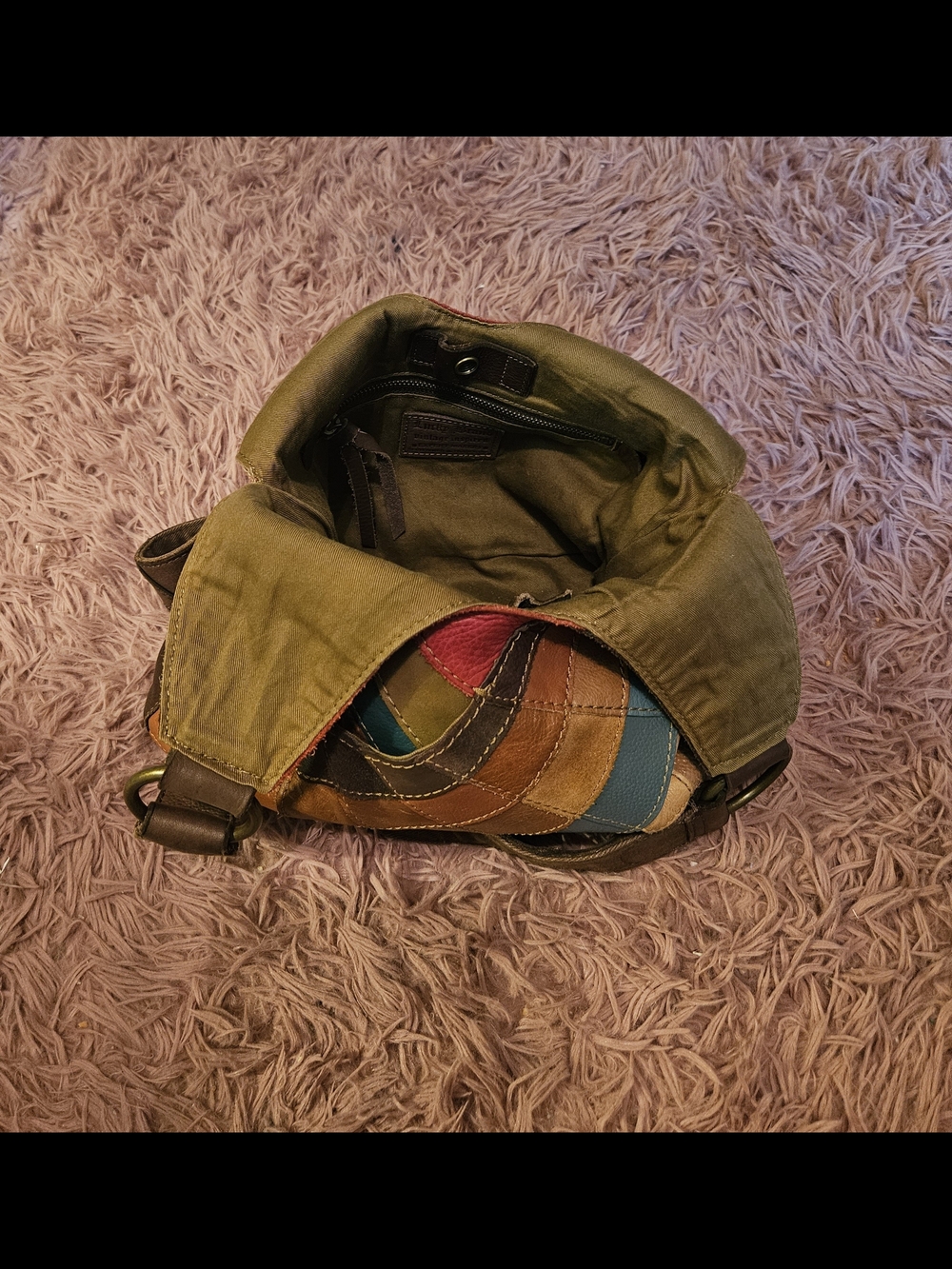 Lucky Brand☆Leather Patchwork Shoulder Bag - Vintage - Picture 11 of 13